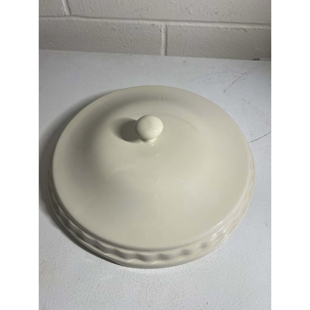 Longaberger Full Size Pie Plate Lid Cover In Ivory
